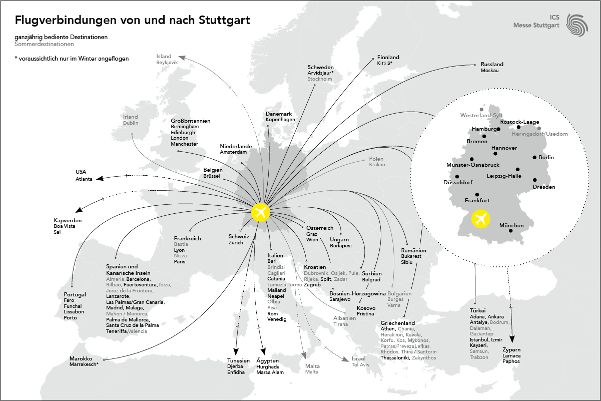 Flugverbindungen von und nach Stuttgart