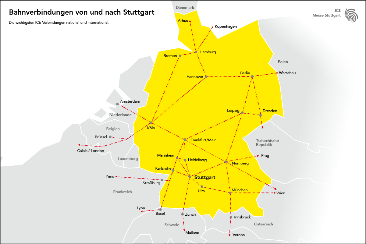 Bahnverbindungen von und nach Stuttgart